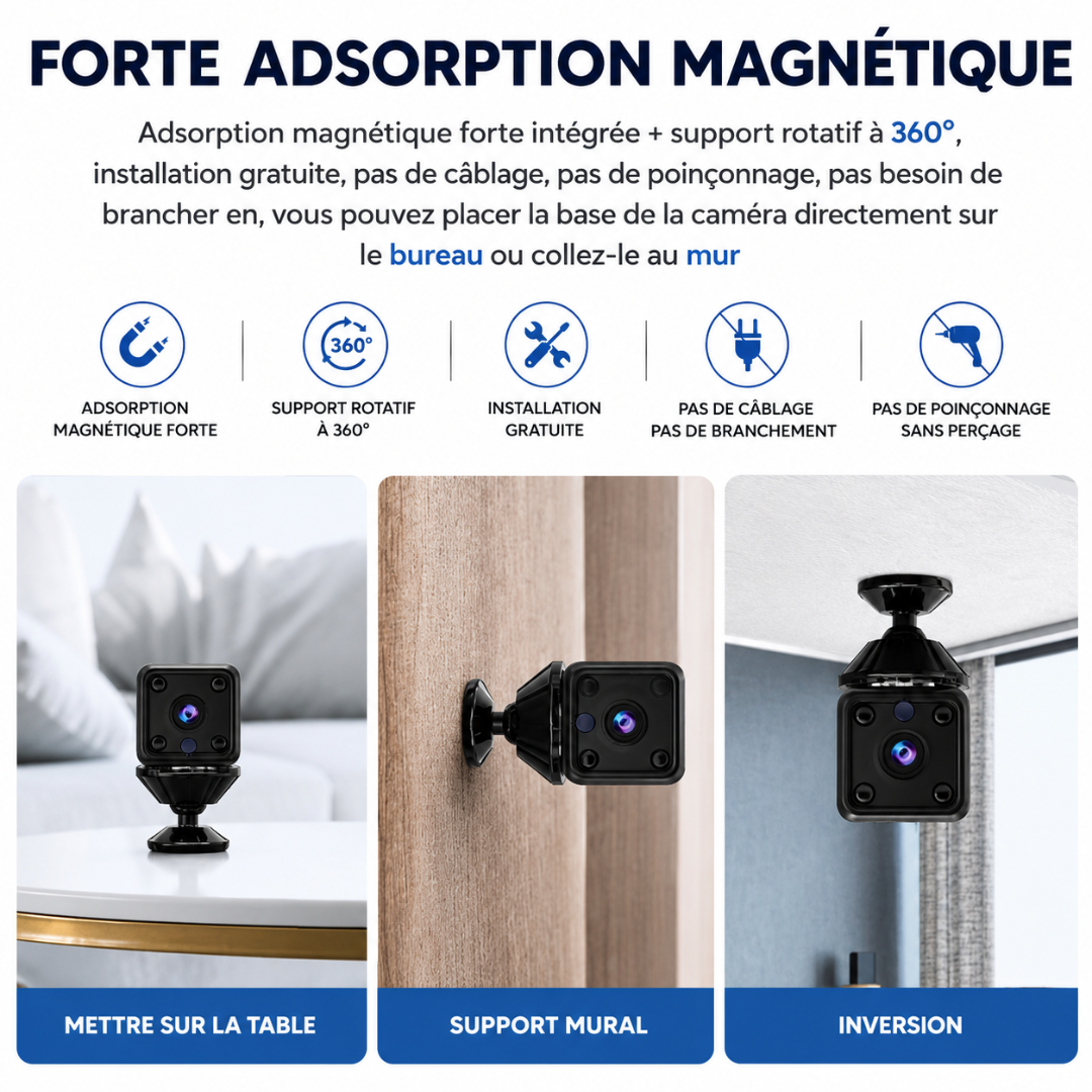 Caméra de Sécurité, Caméra IP de Surveillance Wifi sans Fil avec Vision Night Vision