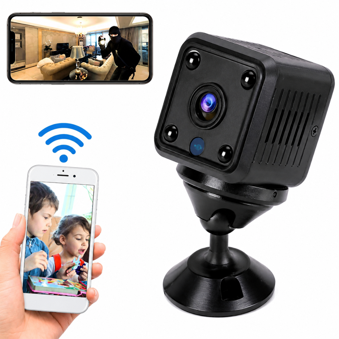 Mini caméra de sécurité WiFi 1080p CCTV avec batterie intégrée et vision nocturne ML